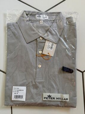 Peter Millar Men’s Polo in Light Gray Micro-Pattern